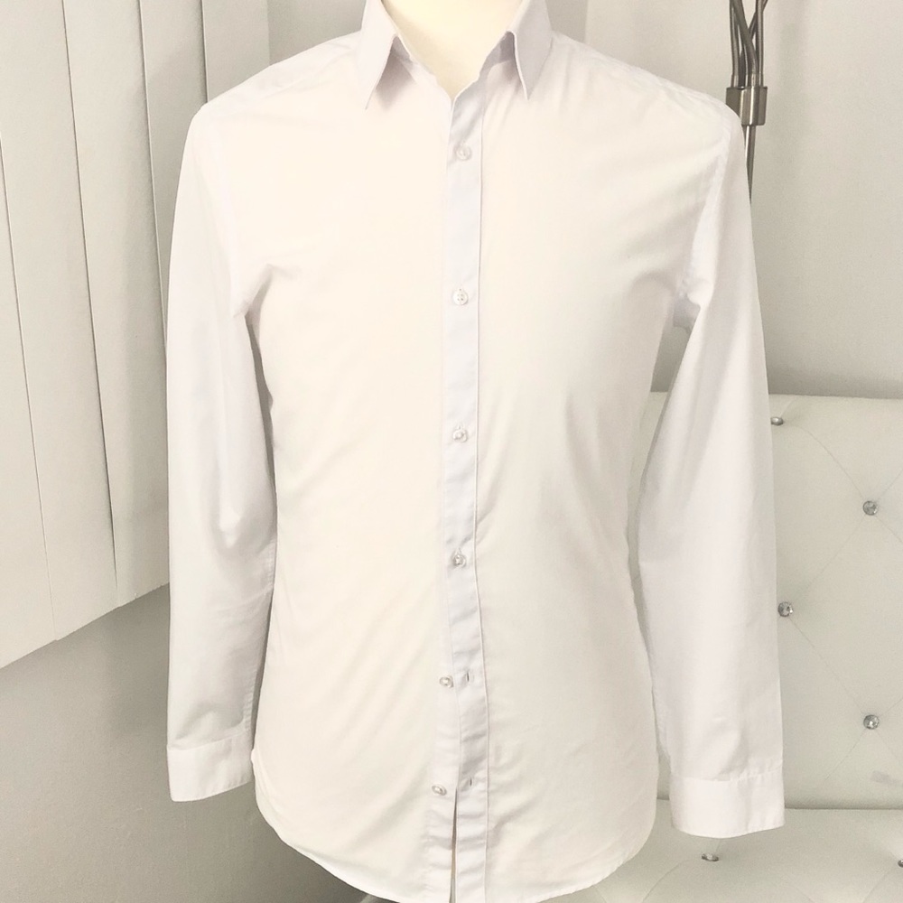 H&M Men’s Slim Fit Easy Iron White Dress Shirt S